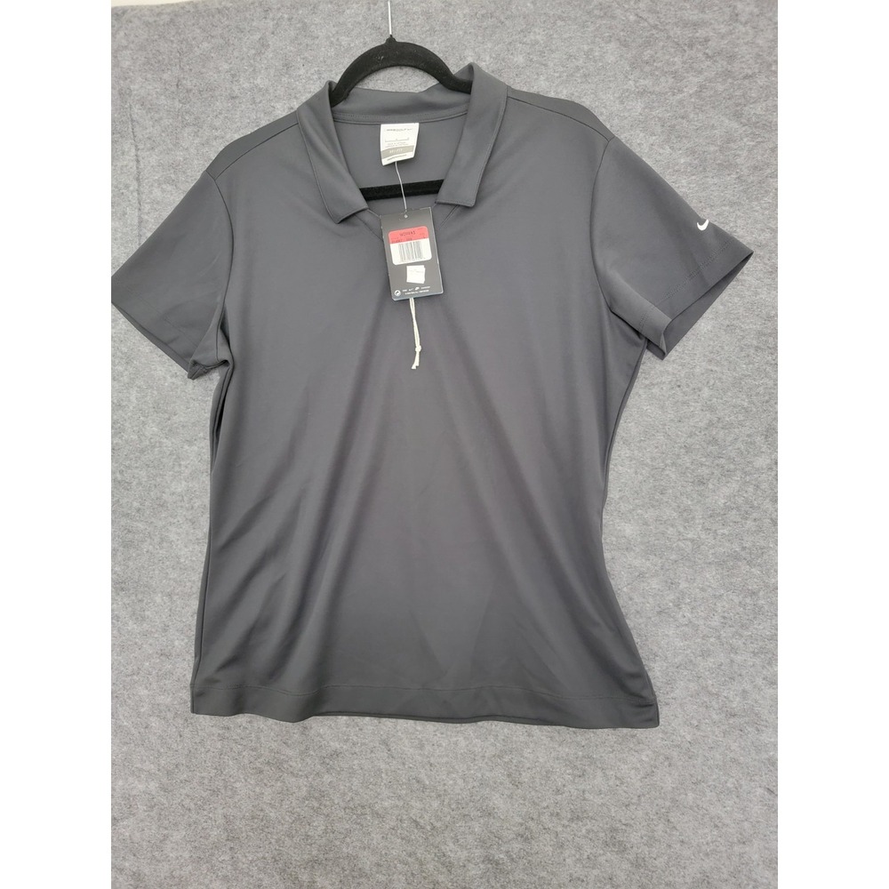 Nike Golf Women Polo Shirt Dark Gray Dri-Fit Short Sleeve L NWT 354067-060